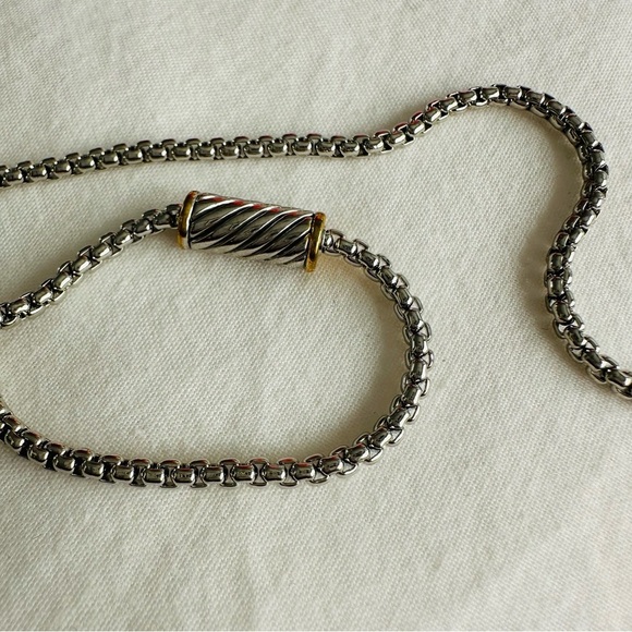 Pave CZ Diamond Pendant Silver Box Chain Necklace - Picture 10 of 11